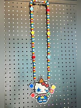 Hello Kitty Clown Perler Necklace